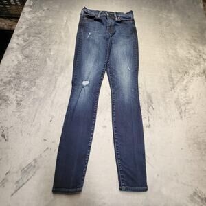 Gap 1969 Jeans Womens 25‎ Blue Resolution True Skinny Distressed Stretch Denim